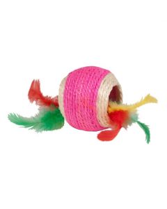 Chomper Kylie's Brites Jute Ball With Feathers Cat Toy