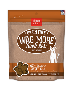 Cloud Star Wag More Bark Less Grain Free Soft & Chewy Savory Duck Dog Treats, 5 oz