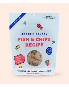 Bocce's Bakery Fish & Chips Biscuits Dog Treats, 5 oz