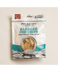 PolkaDog Alaskan Cod Chips Crunchy Dehydrated Dog & Cat Treats, 3.5 oz