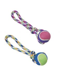 Spot Rainbow Twister Tennis Ball Tug with Rope Dog Toy, 10 inch