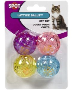 SPOT Lattice Balls with Bell Cat Toy, 4 pack