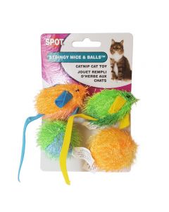 Spot Stringy Mice & Balls Catnip Cat Toy, 4 Pack