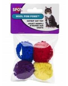 SPOT Wool Pom Pom Catnip Cat Toy, 4 pack